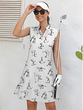 billiga Golfklänningar-Dam golfklänning Svart Vit Ärmlös Tecknat Golfkläder för damer Kläder Outfits Bär kläder