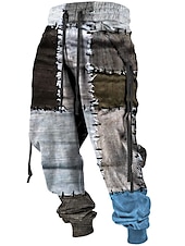 billiga Joggingbyxor-Färgblock Ledigt Herr 3D-utskrift Joggingbyxor Joggare Byxor Utomhus Gata Ledigt / vardag Polyester Gul Rosa Blå S M L Medium Midja Elasticitet Byxor
