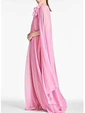 preiswerte Rosa-Strandhochzeit A-Linie Abendkleid Elegantes Kleid Formell Ball Bodenlang Ärmellos Juwel-Ausschnitt Chiffon mit Schulterblume 2025