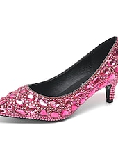 お買い得  結婚式のゲスト-女性用キラキラ輝くラインストーンのポインテッドトゥパンプス - 結婚式、カクテルパーティー、パーティーに最適なローキトンヒールのドレスシューズ