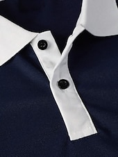 olcso Férfi klasszikus póló-Férfi POLO trikó Button Up Polos Munka Hétköznapi Hajtóka Hosszú ujj Divat Alap Színes Gomb splice Tavasz &amp; Ősz Normál Piros Sötétkék Barna Zöld POLO trikó