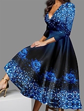 Ystävänpäivän naisten midi-mekko rento mekko talvimekko keinutuskankaat puoliformaali mekko katumuoti A-linjan muodollinen loma juhlat säännöllinen istuvuus kukka 3/4 pituinen hiha v-pääntie halpa Kukkamekko-Ystävänpäivän naisten midi-mekko rento mekko talvimekko keinutuskankaat puoliformaali mekko katumuoti A-linjan muodollinen loma juhlat säännöllinen istuvuus kukka 3/4 pituinen hiha v-pääntie