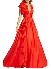 preiswerte lila-Strandhochzeit A-Linie Weihnachtskleid Abendkleid Promi-Stil Kleid Rot Grün Kleid Formeller Hochzeitsgast bodenlang ärmellos V-Ausschnitt Chiffon mit Schlitz reine Farbe Kleid Maskerade Kleid 2025