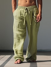 abordables Classique-Homme Graphique Etoile Totem Pantalons en Lin Pantalons Pantalons Amples Taille Moyenne Occasionnel Vacances Tenue quotidienne Sortir Printemps Automne Noir Bleu Vert