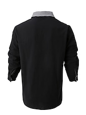 preiswerte Herrenhemd zum Knöpfen-Herren Hemd Sommerhemd Oberhemd Knopfhemd Lässiges Hemd Schwarz Weiß Blau Langarm Farbblock Hahnentrittmuster Kargen Täglich Urlaub Vordertasche Bekleidung Baumwolle Baumwollmischung Modisch