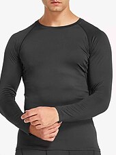 お買い得  メンズ アクティブ T シャツ &amp; タンクトップ-男性用 Tシャツ ジムシャツ コンプレッション・シャツ フィットネスシャツ メンズトップス クルーネック 長袖 スポーツ バケーション お出かけ カジュアル／普段着 速乾性 吸汗性 高通気性 高弾性 平織り ブラック ホワイト アクティブウェア ファッション スポーツ