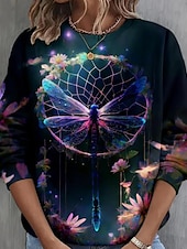 preiswerte Tiere Tops-Sweatshirt für Damen, Grafik, Tier, Schmetterling, lässig, Sport-Print, Sportbekleidung, lustig, Rundhalsausschnitt, lange Ärmel, mikroelastisch, Herbst&amp;amp;Winterkomfort, atmungsaktives, weiches