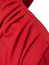 abordables ROUGE-Robe Svelte Rouge Noir Rouge Vert de Noël Robe de Soirée Élégante Robe Cape Formelle Automne Traîne Balayée  Brosse Manches Longues Col Boulé Tissu Extensible avec Boutons Fente robe à impressionner