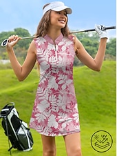 cheap Women&#039;s Golf Clothing-Women&#039;s Golf Dress Floral Sleeveless Sun Protection  Ladies Golf Attire