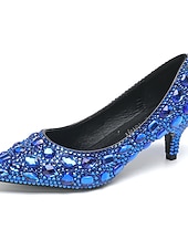 お買い得  結婚式のゲスト-女性用キラキラ輝くラインストーンのポインテッドトゥパンプス - 結婚式、カクテルパーティー、パーティーに最適なローキトンヒールのドレスシューズ