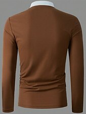 olcso Férfi klasszikus póló-Férfi POLO trikó Button Up Polos Munka Hétköznapi Hajtóka Hosszú ujj Divat Alap Színes Gomb splice Tavasz &amp; Ősz Normál Piros Sötétkék Barna Zöld POLO trikó