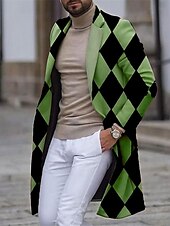 preiswerte leichter Herrenmantel-Herren Bogengimpe Wintermantel Mantel warm halten Atmungsaktiv Komfortabel Geschäftlich Arbeit Tragen Sie, um zu arbeiten Ausgehen Tasche Bedruckt Herbst Winter Ständer Langarm Weiß Blau Purpur
