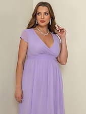 abordables Robe de cocktail-robe longue Femme Grande Taille Robe de bal Manche Courte Eté Printemps Automne - Mode Soirée Moderne Ruché Couleur monochrome Col V Vacances 2023 Noir Blanche Jaune Vert Claire Vin Rouge Bleu Vert