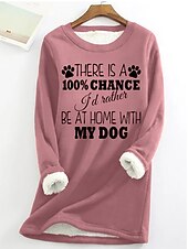 billiga Tröjor och tröjor-dam sweatshirt pullover sherpa polyester letter casual sport varm fuzzy comfrt rund hals långärmad topp mikroelastisk höst &amp;amp; vinterkomfort, mjukt tyg som andas