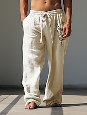 abordables Classique-Homme Graphique Etoile Totem Pantalons en Lin Pantalons Pantalons Amples Taille Moyenne Occasionnel Vacances Tenue quotidienne Sortir Printemps Automne Noir Bleu Vert