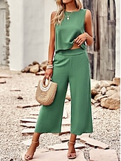 abordables Débardeurs et camisoles femme-Débardeur en camisole pour femmes noir jaune bleu couleur solide décontracté mode quotidienne encolure ronde ajustement régulier S