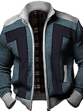 economico Maglioni Cardigan da uomo-Per uomo Cardigan Maglione Maglione con zip Cardigan grosso A coste Maglia Corto Tasche laterali Color Block Colletto alla coreana Top caldi Contemporaneo moderno Informale Da tutti i giorni