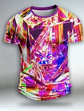 お買い得  3D Tシャツ-男性用 グラフィック 3D印刷 幾何学的な 視覚詐欺 半袖 Tシャツ 3Dプリント クルーネック シャツ 日常 デザイナー アーティスティック パーティー カジュアル 祝日 ライトグリーン バーガンディー ライトパープル 春夏 衣類 標準 S M L XL XXL XXXL