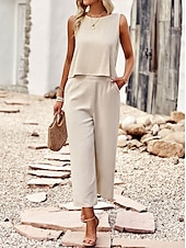 abordables Débardeurs et camisoles femme-Débardeur en camisole pour femmes noir jaune bleu couleur solide décontracté mode quotidienne encolure ronde ajustement régulier S