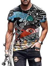billige 3D T-skjorter-Herre Grafisk Stamme Skjorte T skjorte T-skjorter Kortermet T skjorte 3D-utskrift Crew-hals Skjorte Årgang Designer Etnisk stil Avslappet Daglig Helg A B C Sommer Klær Store størrelser S M L XL XXL