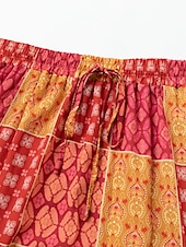 cheap Skirts-Women&#039;s Skirt Swing Long Skirt Bohemia Maxi Skirts Drawstring Print Graphic Solid Colored Causal Vacation Spring &amp; Summer Vintage Boho Red Blue Purple