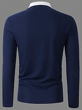 olcso Férfi klasszikus póló-Férfi POLO trikó Button Up Polos Munka Hétköznapi Hajtóka Hosszú ujj Divat Alap Színes Gomb splice Tavasz &amp; Ősz Normál Piros Sötétkék Barna Zöld POLO trikó