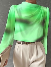 ieftine Topuri de artă și design pentru femei-Bluză pentru femei fashion cu imprimeu cu mâneci lungi topuri regulate off shoulder pentru muncă roșu albastru violet verde primăvară și toamnă
