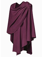 abordables Capas &amp; Capa-Retro Antiguo Medieval Capa Chales Poncho cruzado frontal Feria del Renacimiento Cosplay Vikingo Ranger Tiro al arco Color sólido Mujer Celta Vikingo Fantasía Casual Diario Adulto Chal Primavera