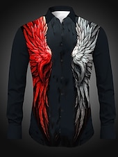 abordables chemises western pour hommes-Homme Ailes Chemise Chemise Western manche longue Abstrait Gothique Usage quotidien Sortie Printemps été Col rabattu Imprimer Bouton bas Jaune Rouge Violet
