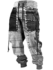 billiga Joggingbyxor-Färgblock Ledigt Herr 3D-utskrift Joggingbyxor Joggare Byxor Utomhus Gata Ledigt / vardag Polyester Gul Rosa Blå S M L Medium Midja Elasticitet Byxor