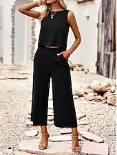 abordables Débardeurs et camisoles femme-Débardeur en camisole pour femmes noir jaune bleu couleur solide décontracté mode quotidienne encolure ronde ajustement régulier S