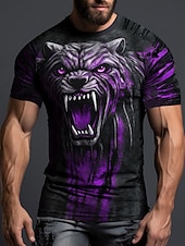 preiswerte T-Shirts mit Tiermuster-Herren Graphic Tier T Shirt Kurzarm T-Shirt 3D-Druck Rundhalsausschnitt Hemd Täglich Designer Retro Vintage Sports Outdoor Festtage Ausgehen Rote Blau Purpur Frühling Sommer Bekleidung S M L XL 2XL
