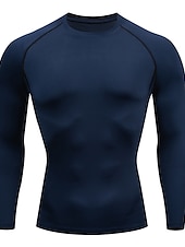 お買い得  メンズ アクティブ T シャツ &amp; タンクトップ-男性用 Tシャツ ジムシャツ コンプレッション・シャツ フィットネスシャツ メンズトップス クルーネック 長袖 スポーツ バケーション お出かけ カジュアル／普段着 速乾性 吸汗性 高通気性 高弾性 平織り ブラック ホワイト アクティブウェア ファッション スポーツ