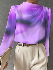 ieftine Topuri de artă și design pentru femei-Bluză pentru femei fashion cu imprimeu cu mâneci lungi topuri regulate off shoulder pentru muncă roșu albastru violet verde primăvară și toamnă