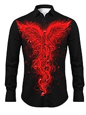 levne Zvířecí-Pánské Phoenix Košile Košile na knoflíky Dlouhý rukáv Na běžné nošení Denní nošení Jdeme ven Podzim zima Přehnutý Tisk Tlačítko dolů Rubínově červená Královská modř Vodní modrá Fialová Oranžová
