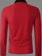 olcso Férfi klasszikus póló-Férfi POLO trikó Button Up Polos Munka Hétköznapi Hajtóka Hosszú ujj Divat Alap Színes Gomb splice Tavasz &amp; Ősz Normál Piros Sötétkék Barna Zöld POLO trikó