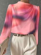 ieftine Topuri de artă și design pentru femei-Bluză pentru femei fashion cu imprimeu cu mâneci lungi topuri regulate off shoulder pentru muncă roșu albastru violet verde primăvară și toamnă