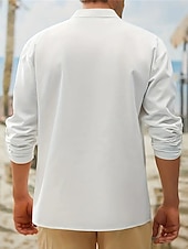 cheap Vacation-Men&#039;s Shirt Linen Shirt Cotton Linen Shirt White Cotton Shirt Chinese Collar Shirt Mandarin Collar Shirt Plain Vacation Casual White Long Sleeve V Neck Spring &amp;  Fall Clothing Apparel