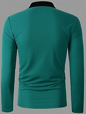 olcso Férfi klasszikus póló-Férfi POLO trikó Button Up Polos Munka Hétköznapi Hajtóka Hosszú ujj Divat Alap Színes Gomb splice Tavasz &amp; Ősz Normál Piros Sötétkék Barna Zöld POLO trikó