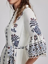 economico abito casual stampato-abito a trapezio con lacci geometrici floreali casual