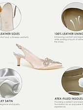 preiswerte Brautjungfer-beige Slingback Heels mit Kristallverzierung für Damen – elegante Hochzeits- und Abendschuhe