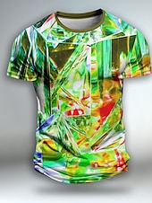 お買い得  3D Tシャツ-男性用 グラフィック 3D印刷 幾何学的な 視覚詐欺 半袖 Tシャツ 3Dプリント クルーネック シャツ 日常 デザイナー アーティスティック パーティー カジュアル 祝日 ライトグリーン バーガンディー ライトパープル 春夏 衣類 標準 S M L XL XXL XXXL