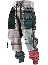 billiga Joggingbyxor-Färgblock Ledigt Herr 3D-utskrift Joggingbyxor Joggare Byxor Utomhus Gata Ledigt / vardag Polyester Gul Rosa Blå S M L Medium Midja Elasticitet Byxor