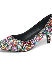 お買い得  結婚式のゲスト-女性用キラキラ輝くラインストーンのポインテッドトゥパンプス - 結婚式、カクテルパーティー、パーティーに最適なローキトンヒールのドレスシューズ