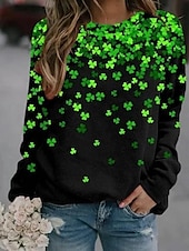 ieftine Hanorace și hanorace St Patrick-Rochie pentru femei de Ziua Sf. Patrick cu trifoi îmbrăcăminte activă sport cu mânecă lungă guler rotund tops obișnuite imprimeu casual verde iarbă verde măsliniu verde deschis verde închis toamnă și