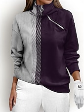 billiga Sweatshirt &amp;amp; Ytterkläder-Dam Pullover-tröja Svart Blå Rosenröd Långärmad Håller värmen Överdelar Färgblock Höst Vinter Golfkläder för damer Kläder Outfits Bär kläder
