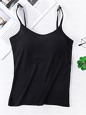 cheap Women&#039;s Sleep Tops &amp; Bottoms-Women&#039;s Pajamas Top Pure Color Simple Comfort Daily Rayon Breathable Straps Sleeveless Strap Top Backless Chest pads Summer Spring Home Outfits