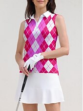 billiga Kvinnors golfkläder-Dam Vandringspolotröja golfkläder Rosa Grön Ärmlös Solskydd Lättvikt T-tröja Överdelar Golfkläder för damer Kläder Outfits Bär kläder
