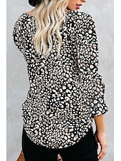 economico Tops Boho-camicia da donna camicia boho camicetta moda floreale geometrico con lacci stampa manica lunga top regolari scollo a V casual festa nero bianco rosa vino rosso primavera&amp;amp;  autunno