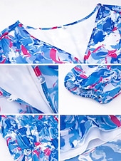 abordables Robes fleuries décontractées-robe décontractée pour femme imprimé floral col en V robe midi ethnique bohème vacances manches courtes été